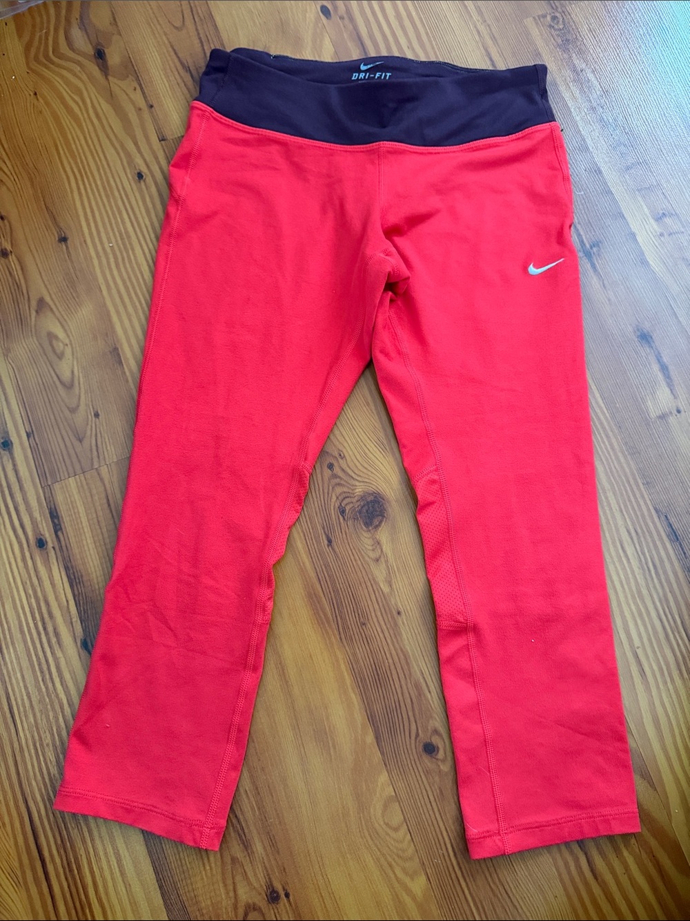 Nike Red Capri Leggings with Black Waistband